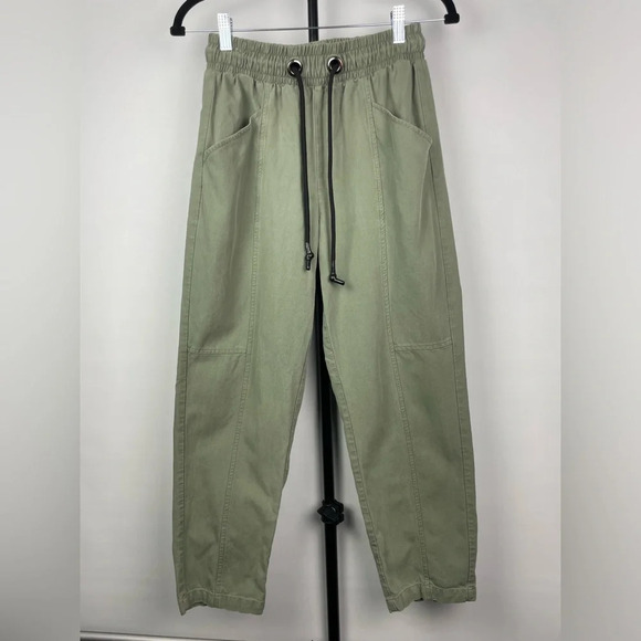 Zara Green Pull On Elastic Drawstring Waist Jogger Style Trousers - Picture 5 of 11